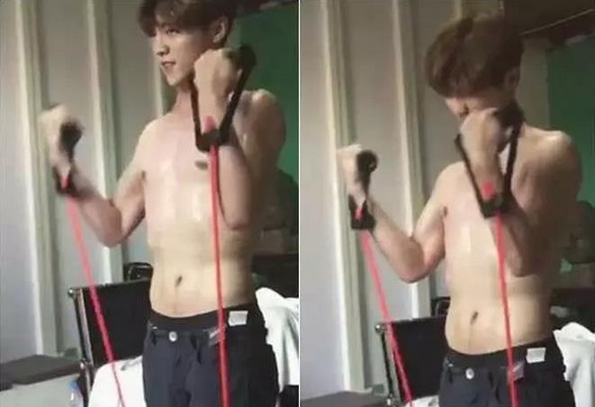 鹿晗健身照_鹿晗健身腹肌照_鹿晗健身效果